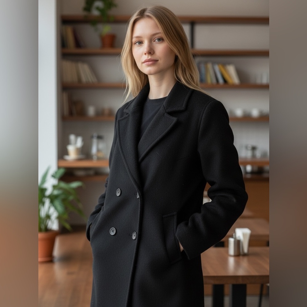 MaxMara Elegant Black Wool Coat - Elegant and Sophisticated- Size 4